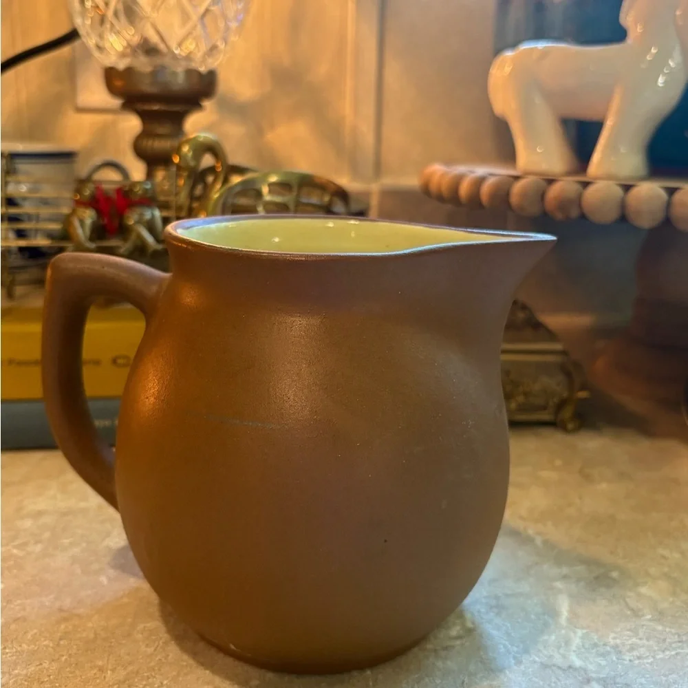 Pigeon Forge Pottery, Tenn. Handmade Brown Studio Pottery Pitcher w/ Flowers